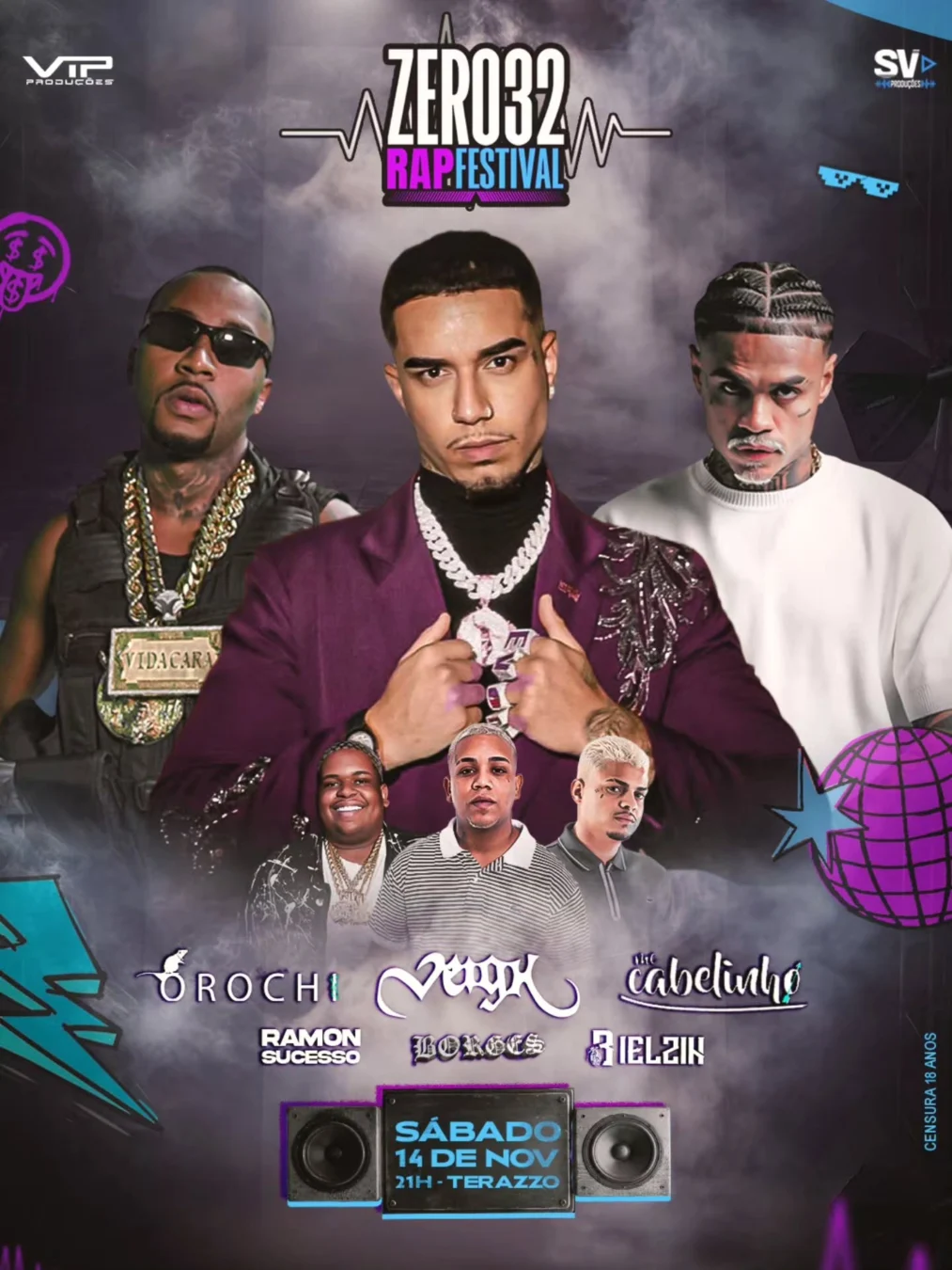 Zero32 Rap Festival 2026: Veigh e Cabelinho no Terrazzo JF 1 Zero32 Rap Festival 2026 - Cartaz do evento no Terrazzo em Juiz de Fora