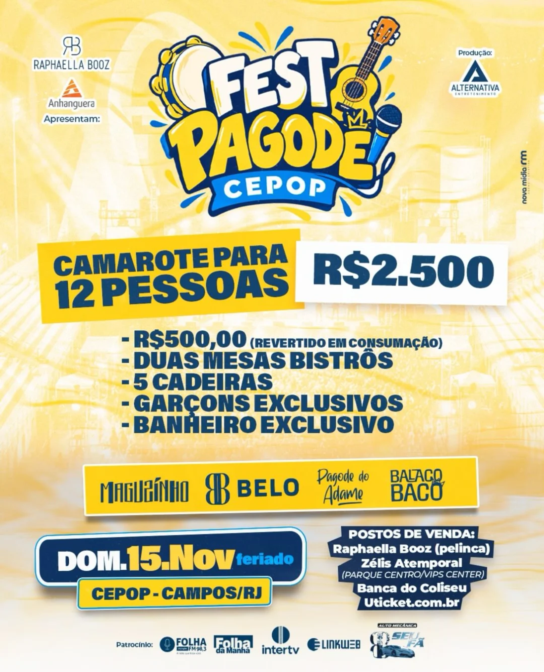 Fest Pagode CEPOP Campos 2026 cartaz com Belo e MC Poze do Rodo