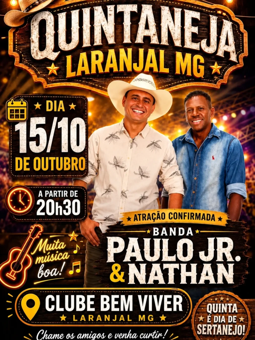Forró Clube Bem Viver Laranjal 2026 1 Cartaz do Forró Clube Bem Viver Laranjal 2026 com o Rei do Forró Mineiro