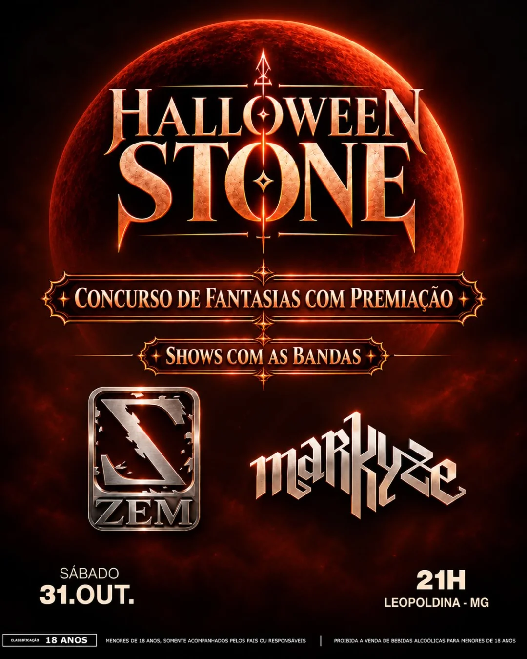 Halloween Stone House Leopoldina 2026 1 Cartaz do Halloween Stone House Leopoldina 2026