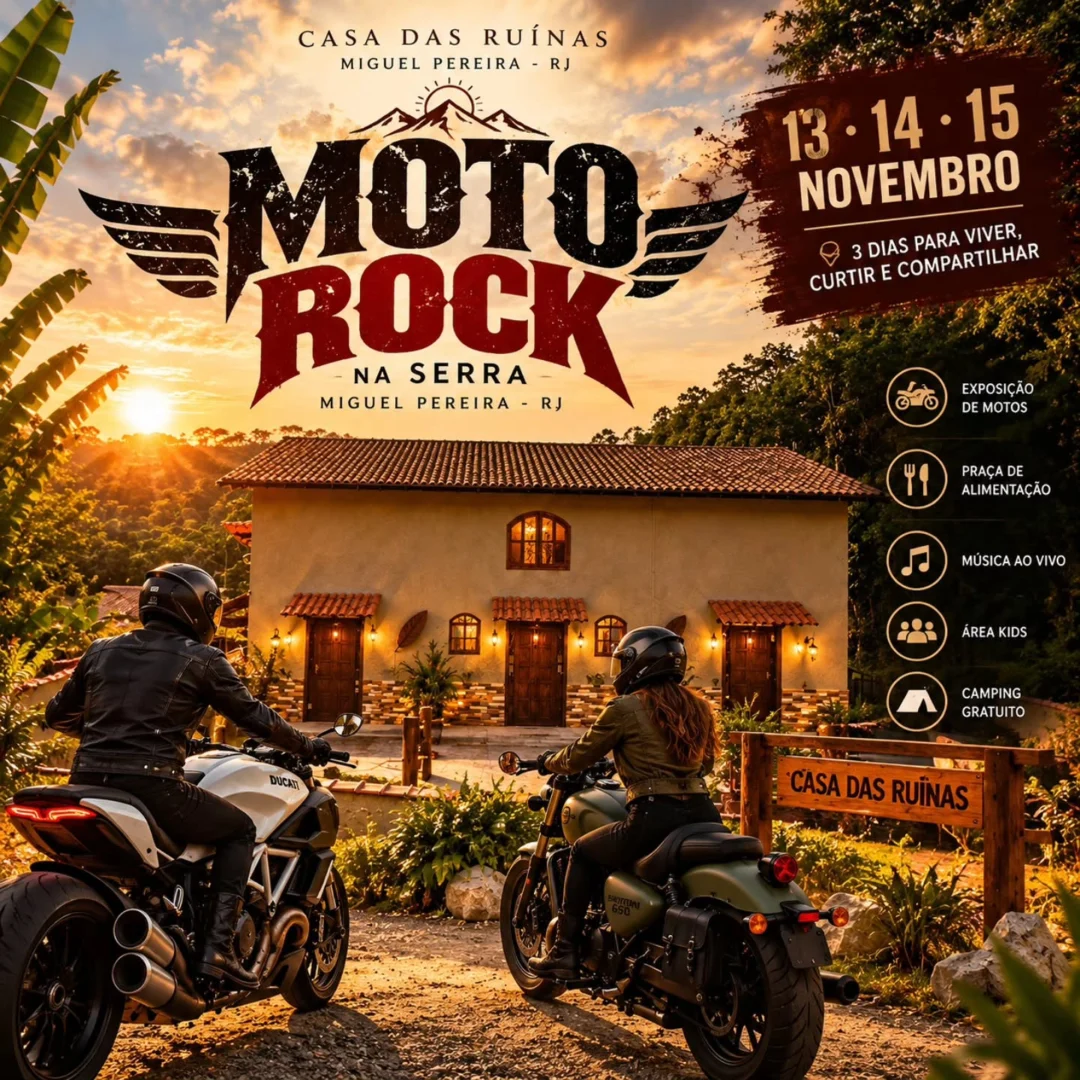 Moto Rock Miguel Pereira 2026 cartaz oficial da 1ª edição na serra fluminense