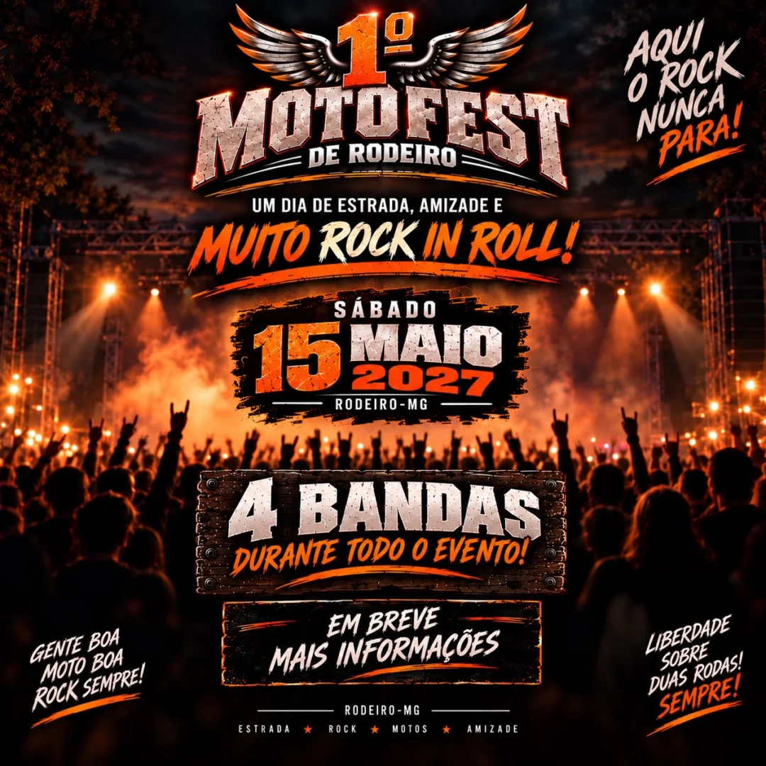 Motofest Rodeiro 2027 cartaz oficial do encontro de motociclistas em Minas Gerais