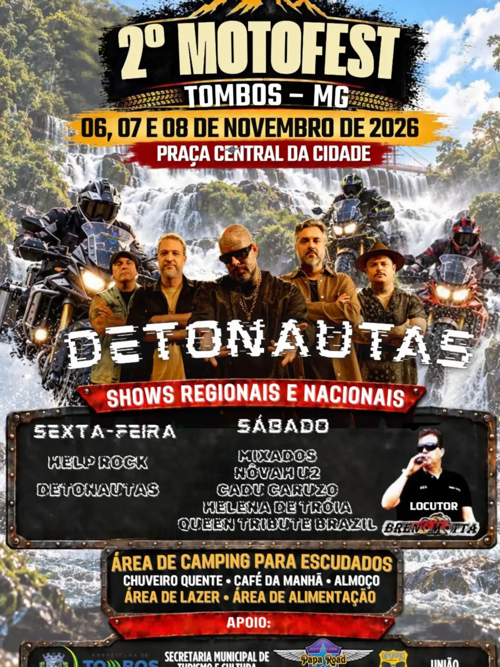 Motofest Tombos 2026: Show Detonautas 1 Motofest Tombos 2026 cartaz oficial do show do Detonautas no encontro de motociclistas