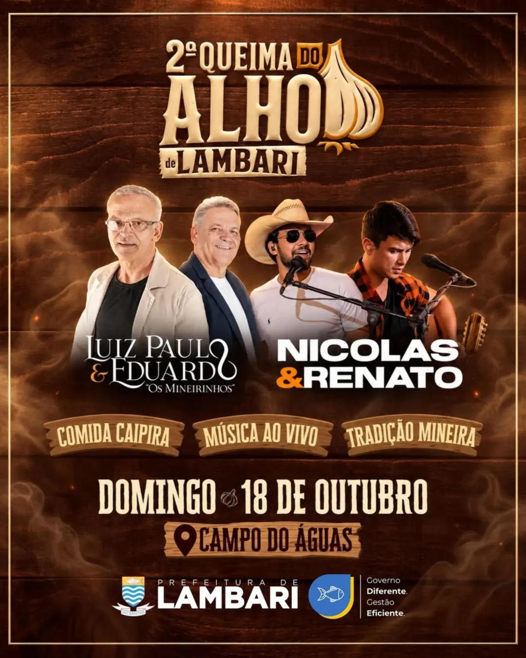 Queima do Alho Lambari 2026: culinária caipira de raiz 1 Queima do Alho Lambari 2026 cartaz oficial no Campo do Águas