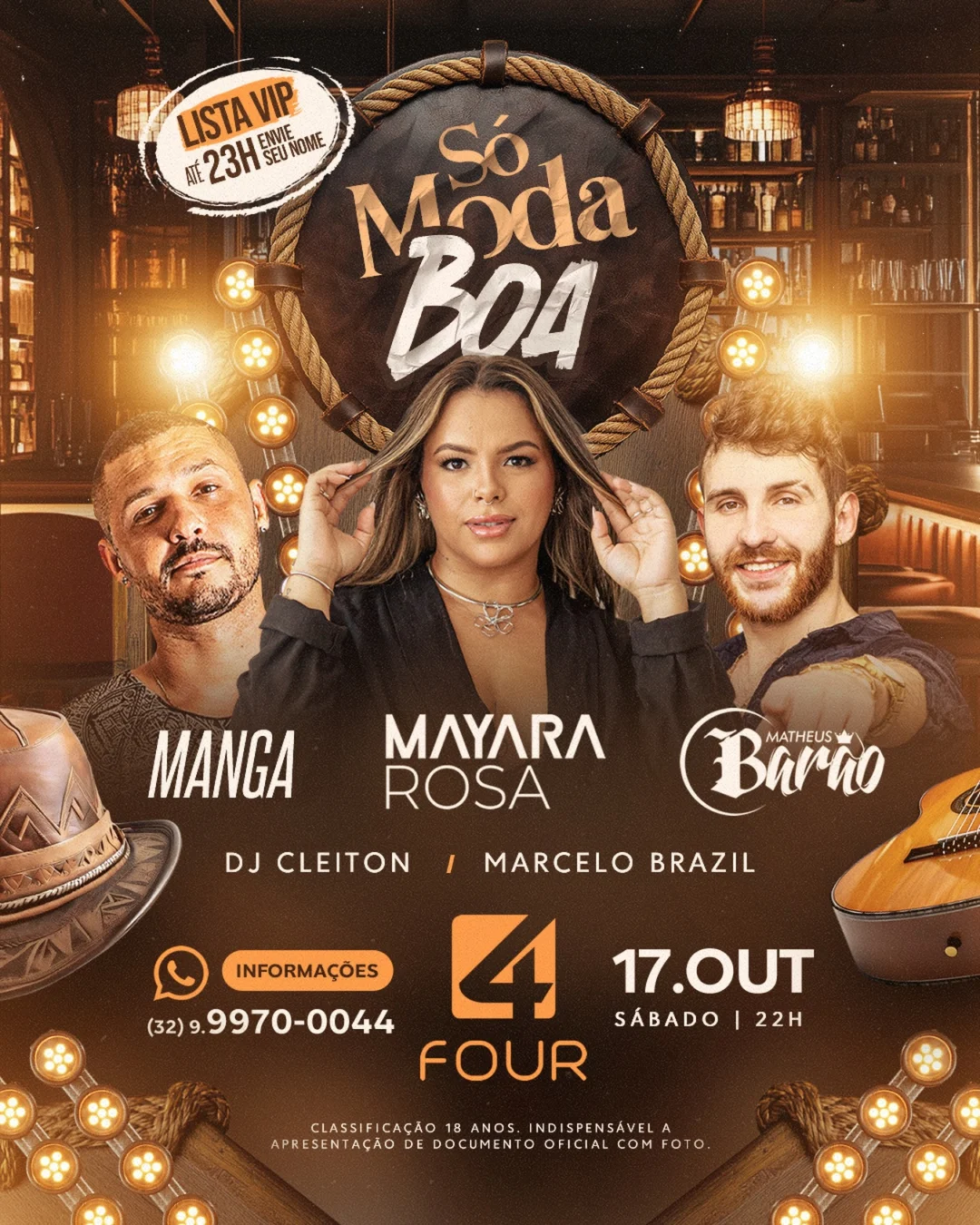 Sábado na Four Muriaé 2026: Sertanejo ao vivo 1 Cartaz oficial da festa Sábado na Four Muriaé 2026