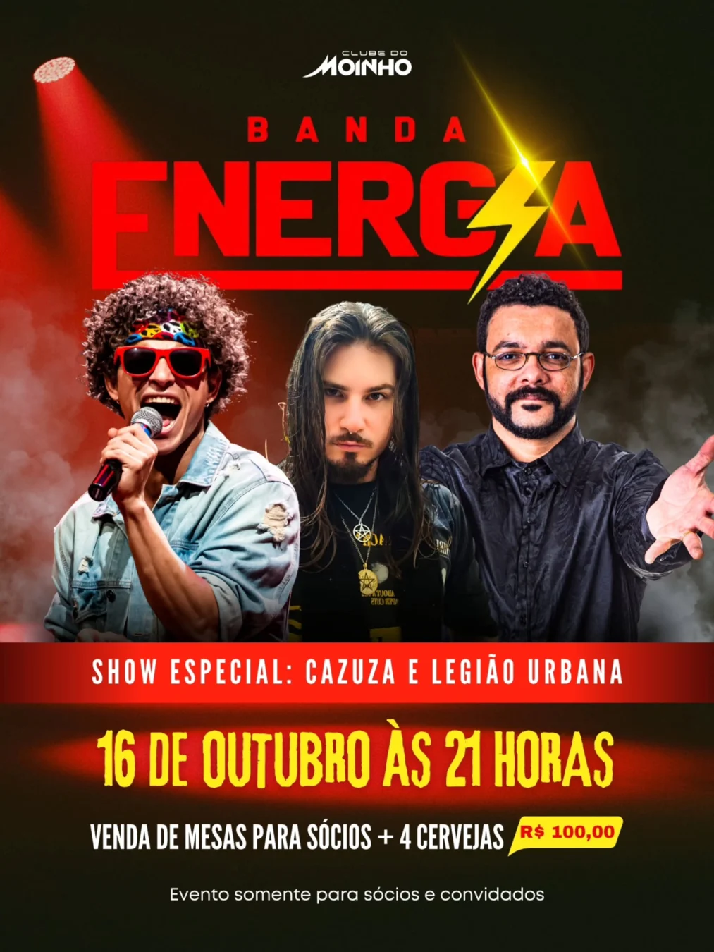 Show Cover Cazuza Leopoldina 2026: Banda Energia 1 Cartaz do Show Cover Cazuza Leopoldina 2026 no Clube do Moinho